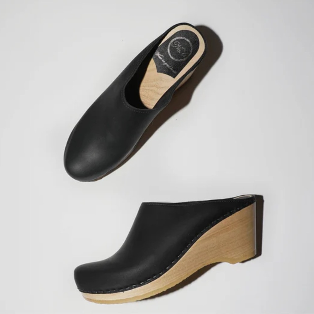 Black No. 6 Platform Clogs